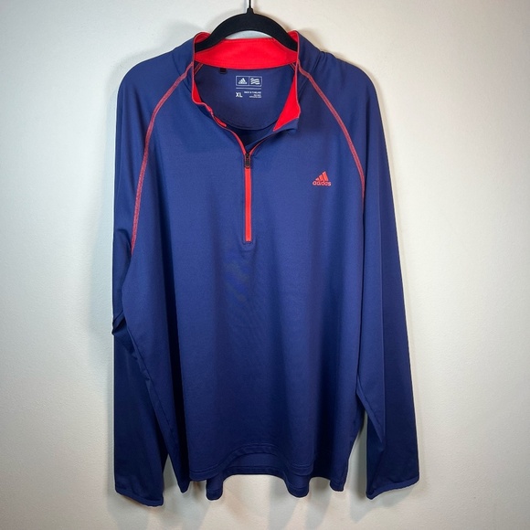 adidas Other - Adidas Men's Quarter Zip Pullover Shirt Blue Red Layer Lightweight Golf  Size XL